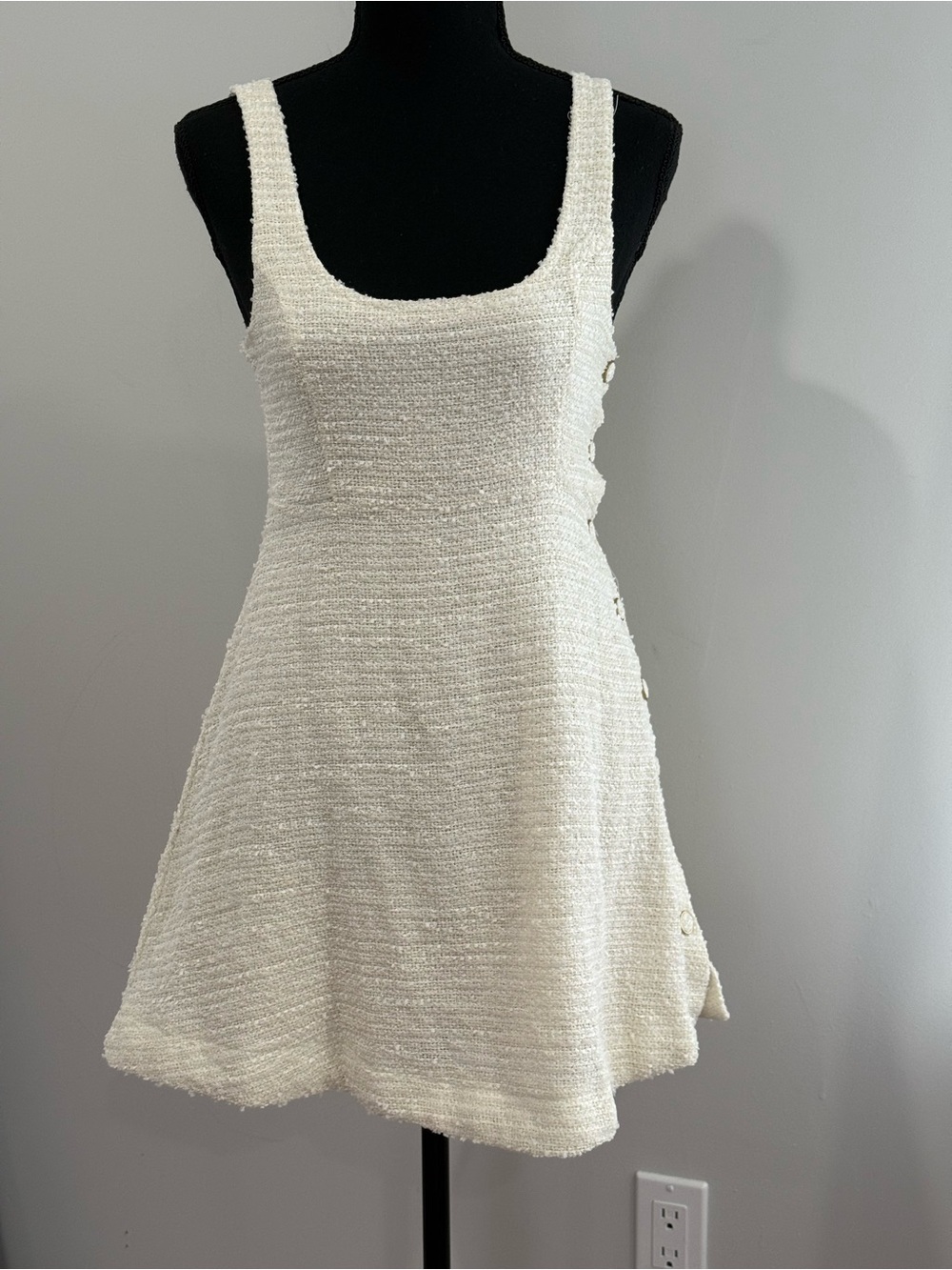 Zara Cream Textured Mini Dress